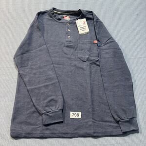 Wrangler WorkWear Pen Pocket Henley Waffle Knit Men's Sz L Gray Brand New